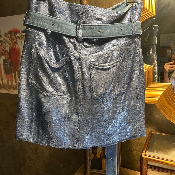 IRO Blue and blush blue Sequin skirt size 38 style name WM31NATOU - Picture 3 of 15